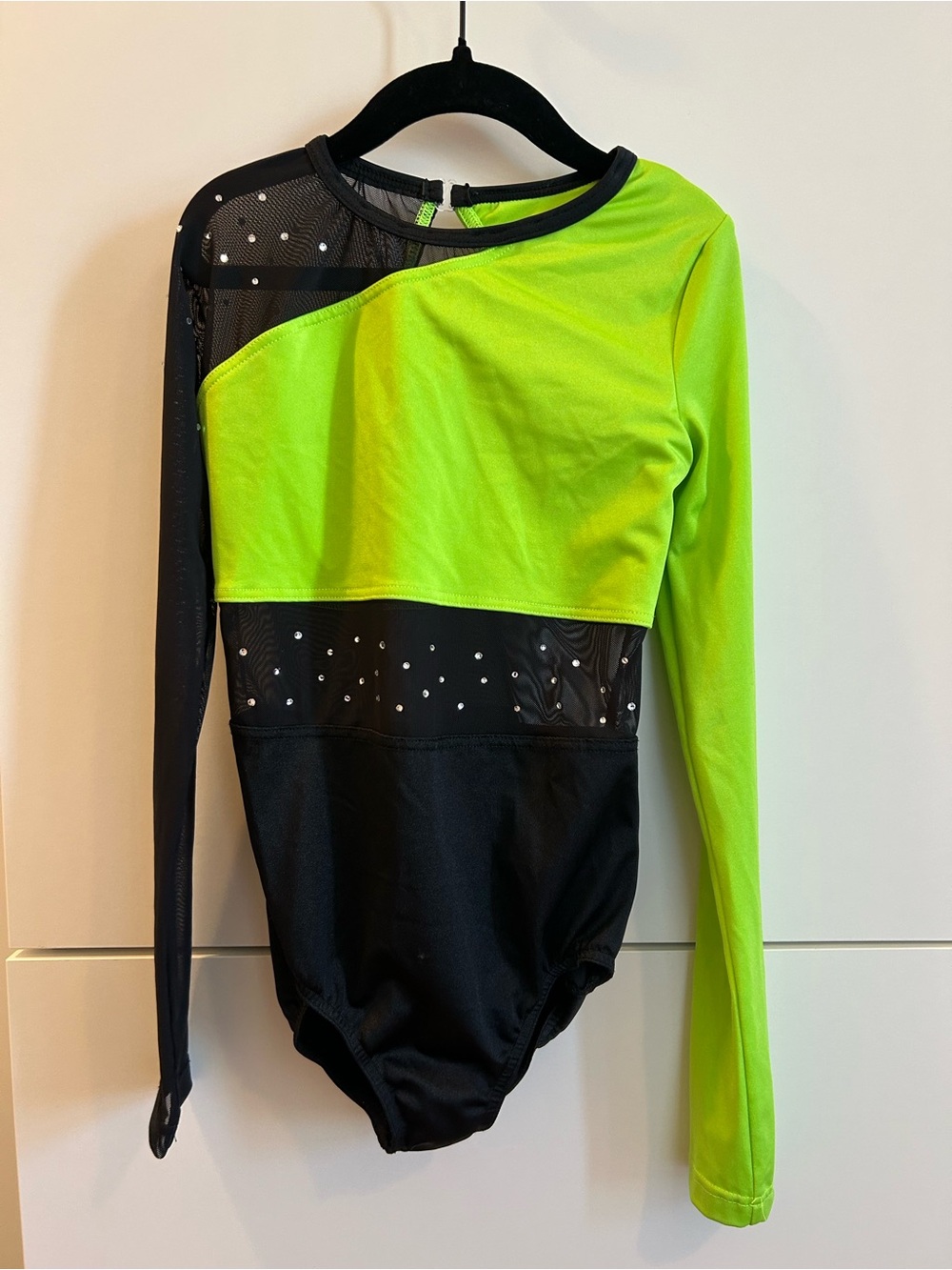 Weissman Neon Green and Black Long Sleeve Leotard - MC